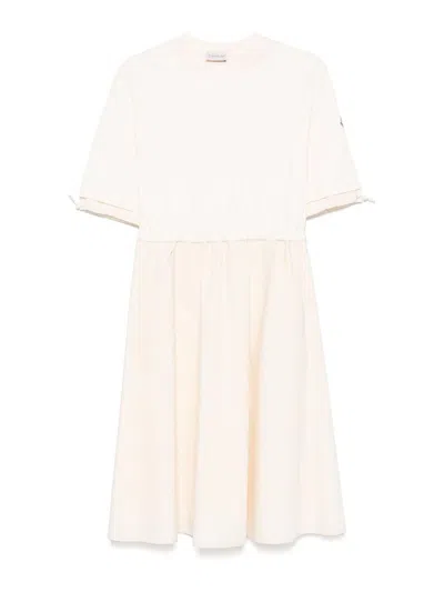 Moncler Cotton Midi Dress In Neutral