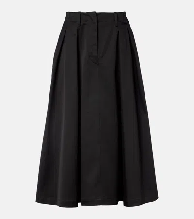 Moncler Cotton Midi Skirt In Black