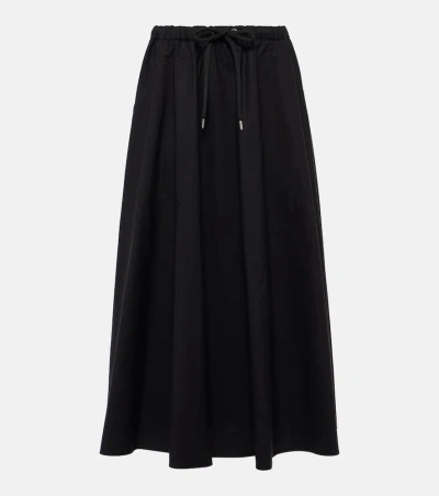 Moncler Gabardine Midi Skirt In Black