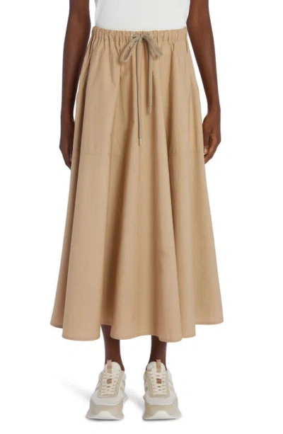 Moncler Drawstring Midi Skirt In Nude & Neutrals
