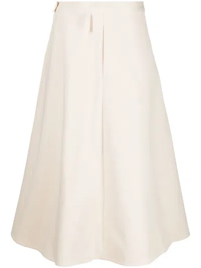 Moncler Cotton A-line Midi Skirt W/ Pockets In White