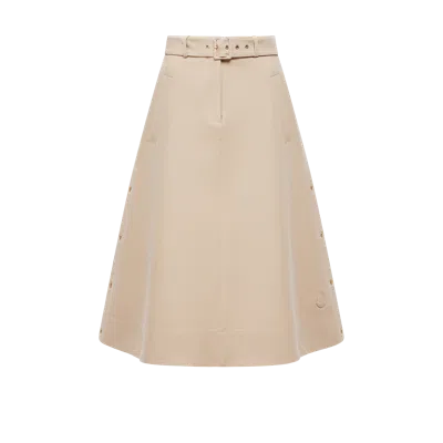 Moncler Cotton Midi Skirt, Women, Beige, Size: 42