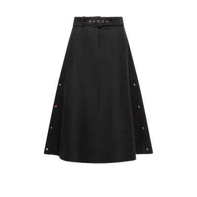 Moncler Cotton Midi Skirt, Women, Black, Size: 42