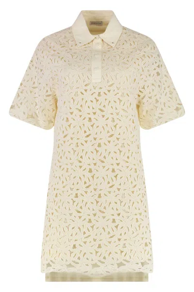 Moncler Cotton Mini Dress In Yellow