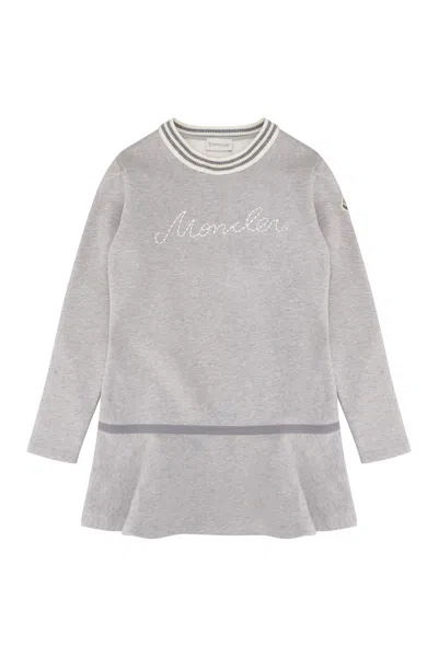 Moncler Kids' Cotton Mini-dress In Grey