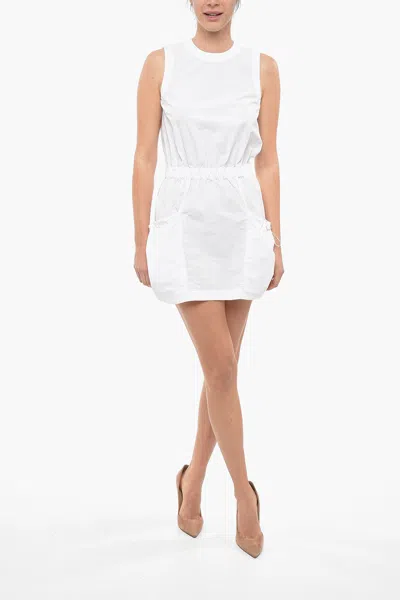 Moncler Drawstring Sleeveless Mini Dress In White