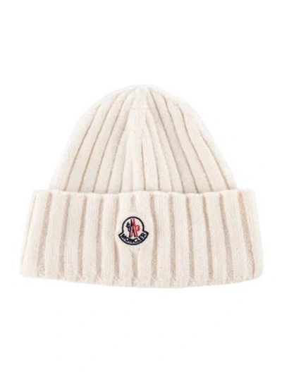 Pre-owned Moncler Cotton Monclear Beanie In White