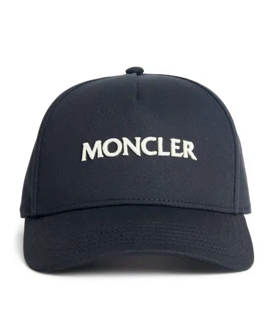 Moncler Cotton Monogram Baseball Cap In Black