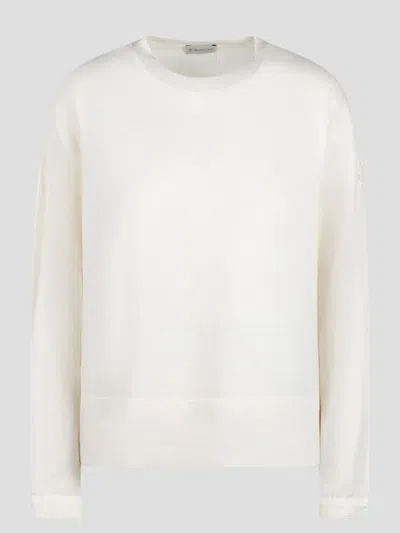 Moncler Cotton Nylon Sweater In White