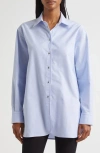 Moncler Cotton Oxford Snap-up Shirt In Blue