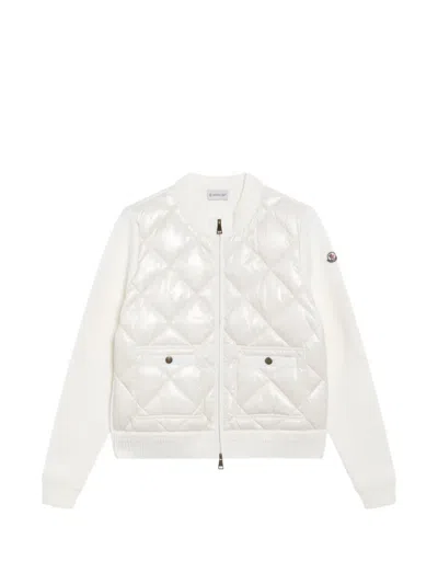 Moncler Cotton Padded Cardigan In 화이트