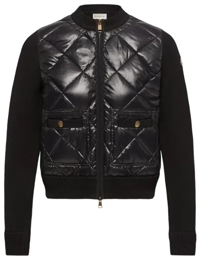 Moncler Quilted Front Down Jacket In Black