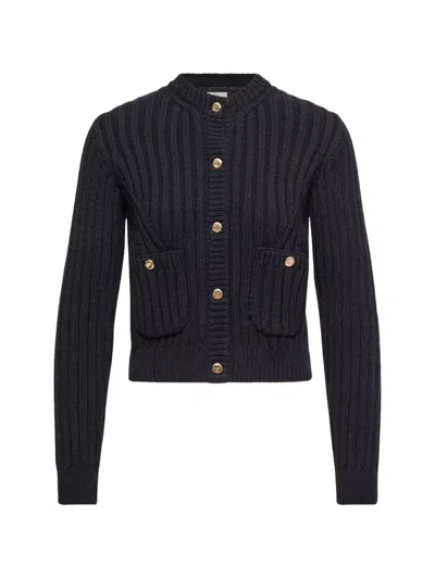 Moncler Cotton Padded Cardigan In Schwarz