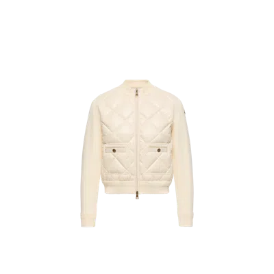 Moncler Cotton Padded Cardigan, Women, White, Size: Xl In Multi