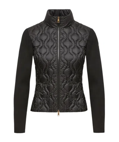 Moncler Cotton Padded Zip-up Cardigan In Black