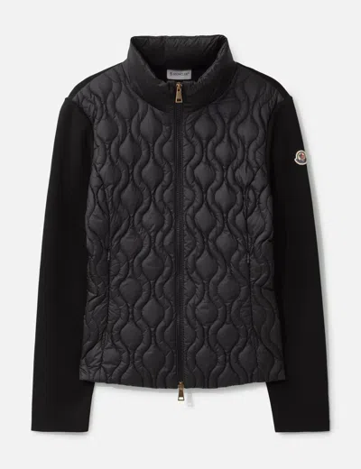 Moncler Cotton Padded Zip-up Cardigan In Black