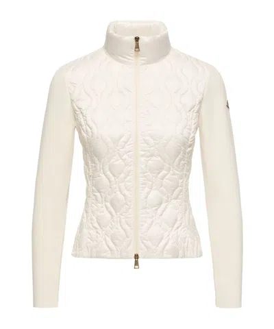Moncler Cotton Padded Zip-up Cardigan In Neutral