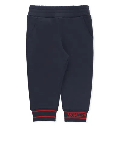 Moncler Babies' Cotton Pants With Logo In Blue