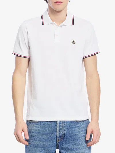 Moncler Ss Cotton Polo Shirt In White