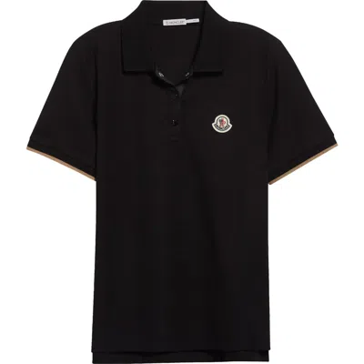 Moncler Cotton Piqué Polo In Black