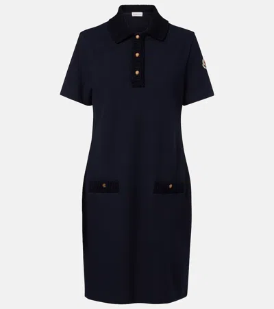 Moncler Cotton Piqué Polo Dress In Blue