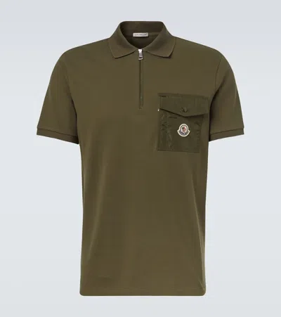 Moncler Cotton Piqué Polo Shirt In Green