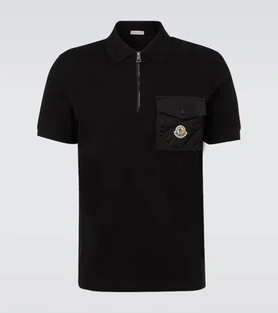 Moncler Cotton Piquet Polo Shirt With Pocket Clothing In Black