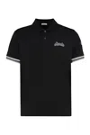 Moncler Polo Shirt With Side Slits And Ribbed Edges In Black