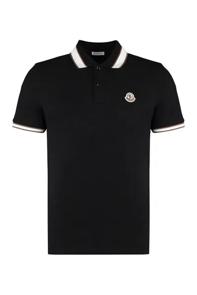 Moncler Cotton-piqué Polo Shirt In Black