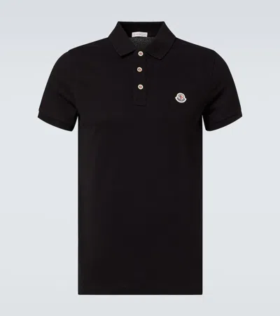 Moncler Cotton Piqué Polo Shirt In Black
