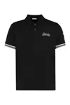 Moncler Polo Shirt With Side Slits And Ribbed Edges In Black