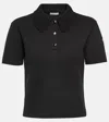 Moncler Contrasting-collar Cotton Polo Top In Black