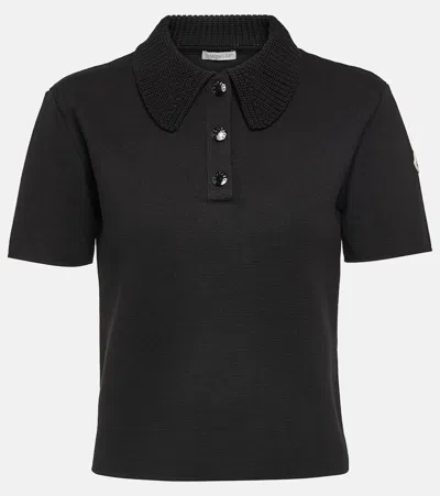 Moncler Cotton Piqué Polo Shirt In Black