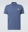 Moncler Blue Tricol-trimmed Pique Polo Shirt In Blue