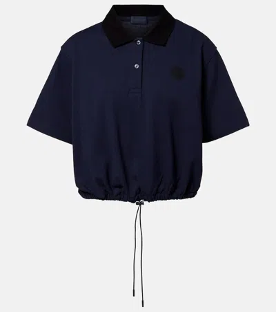 Moncler Cotton Piqué Polo Shirt In Blue