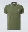 Moncler Logo-patch Striped-edge Polo Shirt In Grün