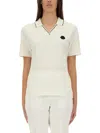 Moncler Cotton Pique Polo Shirt In White