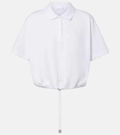 Moncler Pique Polo Shirt With Drawstring At The Bottom In White