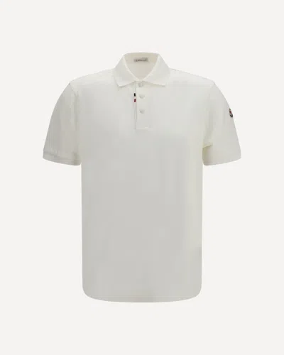 Moncler Men White Regular Shirt Collar Polo In Neutral