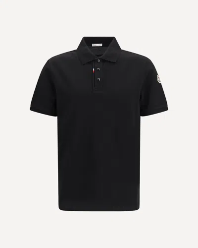 Moncler Polo In Piquet Di Cotone Con Logo In Black