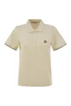 Moncler White Piquet Logo Patch Polo Shirt