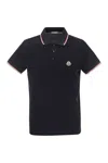 Moncler Men Tricolor-trimmed Cotton Piquet Polo Shirt Navy In Black