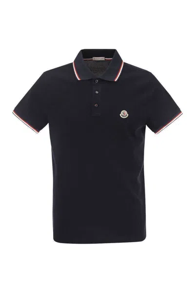 MONCLER MONCLER COTTON PIQUE POLO SHIRT WITH TRICOLOR TRIM