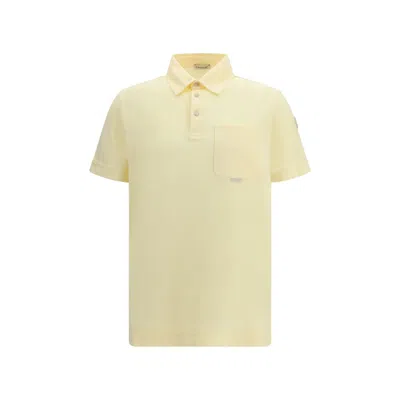 Moncler Cotton Polo Shirt In Yellow