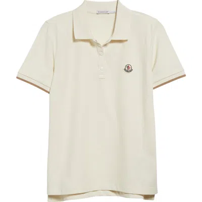 Moncler Cotton Piquet Polo Shirt In Off-white