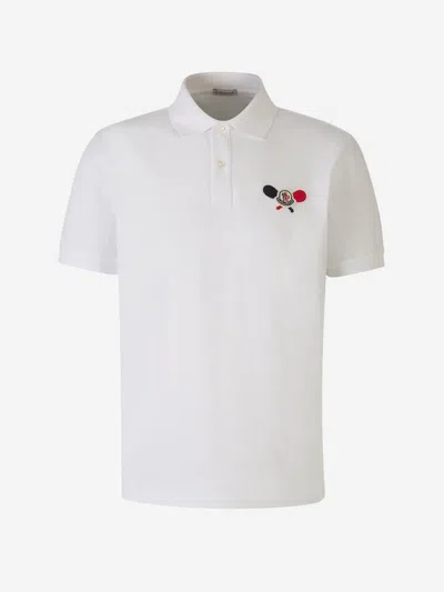 Moncler Cotton Regular Fit Polo Shirt In White