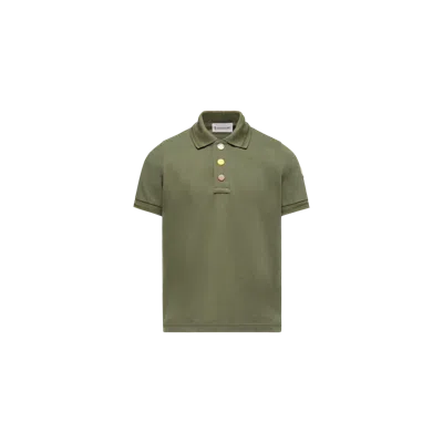 Moncler Kids' Polo En Piqué De Coton, Garçons, Vert, Taille: 8a In Green