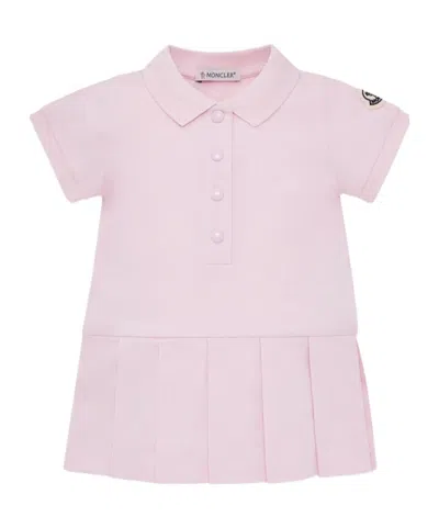 Moncler Kids' Cotton Piquet Polo Shirt Dress In Pink