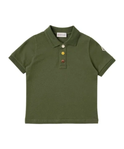 Moncler Cotton Piquet Polo Shirt In Green