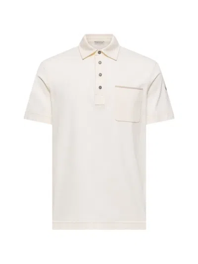 Moncler Cotton Piquet Polo Shirt In White
